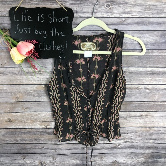 Blush James Coviello Tops - Blush James Coviello black pink silk floral top